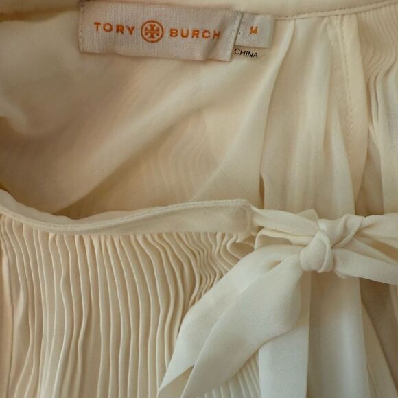 Tory Burch Meryl Ivory Pleated Bow Neckline
Chiffon Long Sleeve Blouse-jj16 - Picture 6 of 9